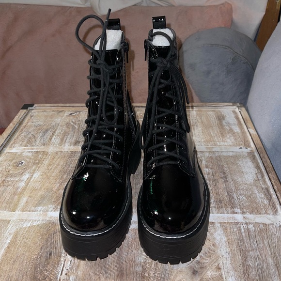 Black Patent Platform Boots - Picture 4 of 9